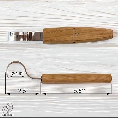 Hook Knife with 1.5" Blade - Oak Handle Spoon, Bowl & Cup Carving Gouge