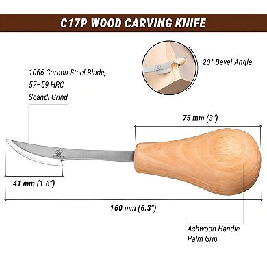 Sloyd Whittling Knife - Carbon Steel Wood Carving Tool for Beginners & Pros