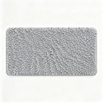 Grey chenille bath mat soft absorbent quick dry non slip washable