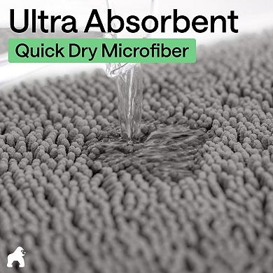 Chenille bath mat, quick absorb, rubber backing, machine washable