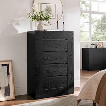 5 Drawer Dresser for Bedroom, 47" Tall Modern Wood Chest of Drawers, Storage Cabinet for Living Room