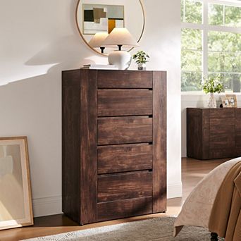 5 Drawer Dresser for Bedroom, 47" Tall Modern Wood Chest of Drawers, Storage Cabinet for Living Room