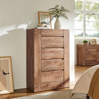 5 Drawer Dresser for Bedroom, 47" Tall Modern Wood Chest of Drawers, Storage Cabinet for Living Room