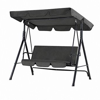 3 Person Metal Patio Swing with Removable Cushion Outdoor Porch Swing Chair