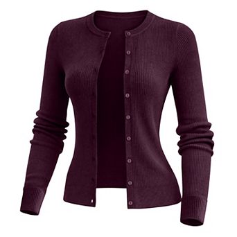 Women's Soft Knit Cardigan Sweater with Long Sleeves Round Neck & Open Front - WOVA COUTURE