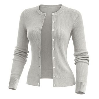 Women's Soft Knit Cardigan Sweater with Long Sleeves Round Neck & Open Front - WOVA COUTURE