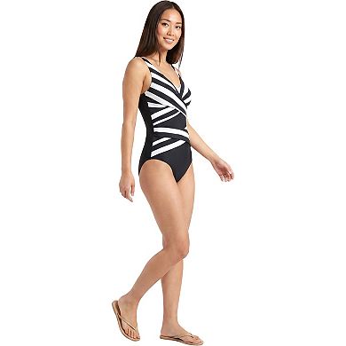 Women's V-Neck Criss Cross One Piece Swimsuit