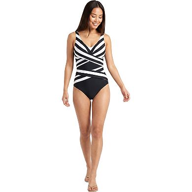 Women's V-Neck Criss Cross One Piece Swimsuit