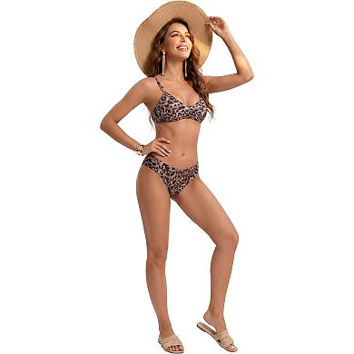 Women's Animal Print Gathered Bikini Set