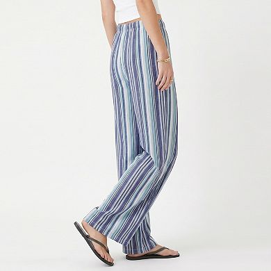 Women's Striped Wide Leg Pants with Drawstring Waist