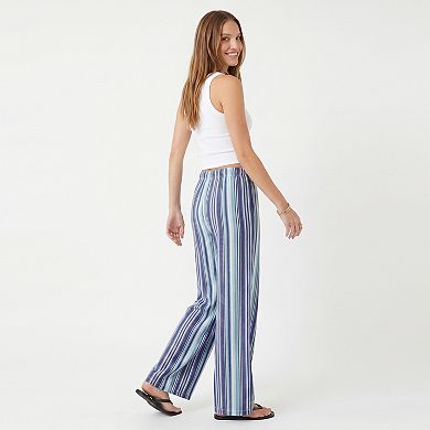 Women's Striped Wide Leg Pants with Drawstring Waist