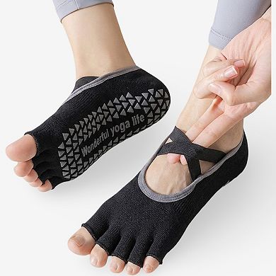 Women's Toe Socks for Yoga Pilates Non-Slip Grip 3 Pack