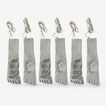 Women's Lace-Up Grip Yoga Socks for Pilates and Dance 3 Pack