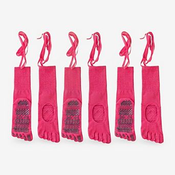 Women's Lace-Up Grip Yoga Socks for Pilates and Dance 3 Pack