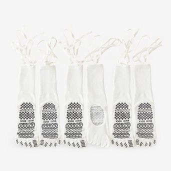 Women's Lace-Up Grip Yoga Socks for Pilates and Dance 3 Pack