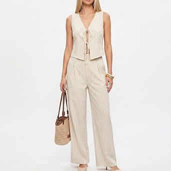 Women's 2 pc Striped Vest Top and Wide Leg Pants Set