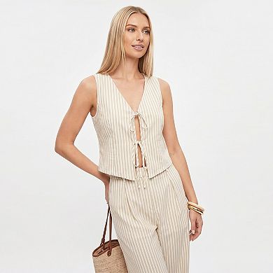 Women's 2 Piece Striped Vest Top and Wide Leg Pants Set