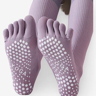 Women's Compression Athletic Socks - Calf Length Toe Socks for Fitness & Yoga 3 Pack