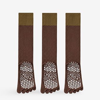 Women's Compression Athletic Socks - Calf Length Toe Socks for Fitness & Yoga 3 Pack