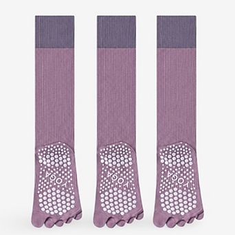 Women's Compression Athletic Socks - Calf Length Toe Socks for Fitness & Yoga 3 Pack
