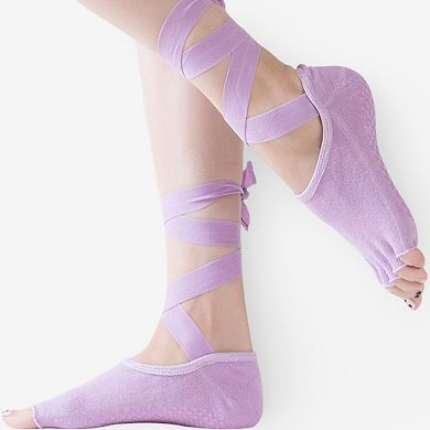 Women’s Tie-Strap Five-Toe Yoga Socks Non-Slip Pilates Socks 3 Pack
