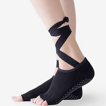 Women’s Tie-Strap Five-Toe Yoga Socks Non-Slip Pilates Socks 3 Pack