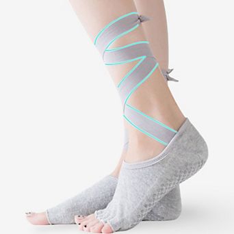 Women’s Tie-Strap Five-Toe Yoga Socks Non-Slip Pilates Socks 3 Pack