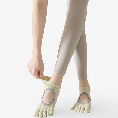 Women’s Cotton Pilates Yoga Socks with Grip, Five-Toe Design 3 Pack