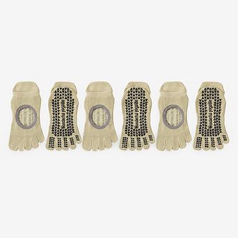 Women’s Cotton Pilates Yoga Socks with Grip, Five-Toe Design 3 Pack