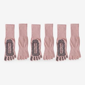 Women's Non-Slip Five-Toe Yoga Socks for Fitness and Exercise 3 Pack
