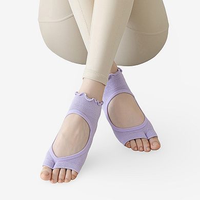 Candy Color Open-Back Yoga Socks for Women, Non-Slip Pilates & Indoor Exercise 3 Pack