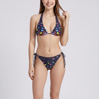 Women's 2 pc Butterfly Triangle Bikini Set with Tie Side Bottom