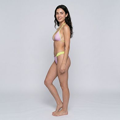 Women's 2 Piece Polka Dot Triangle Bikini Set with Contrast Trim