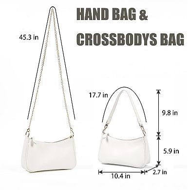 Womens Multiway Handbag with Two Detachable Straps and Zipper