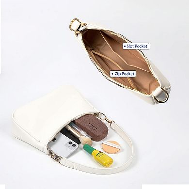 Womens Multiway Handbag with Two Detachable Straps and Zipper