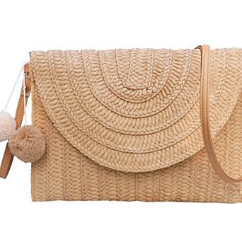 Straw Woven Womens Shoulder Bag Envelope Clutch for Beach
