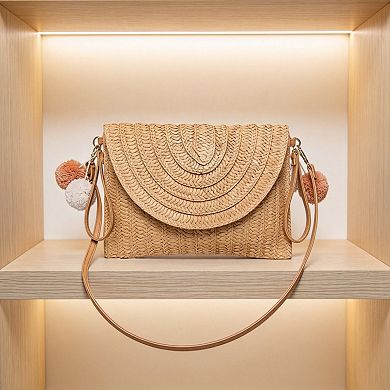 Straw Woven Womens Shoulder Bag Envelope Clutch for Beach