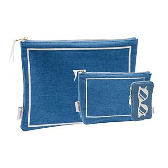 La L'Amour 16oz Cotton Canvas 3 pc Toiletry Packing Set With Sunglasses Case