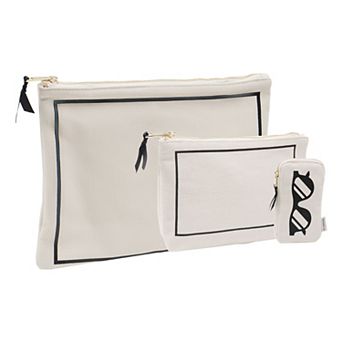 La L'Amour 16oz Cotton Canvas 3 pc Toiletry Packing Set With Sunglasses Case