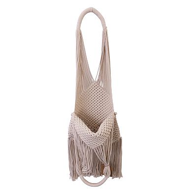 Magid Natural Cotton Macrame Fringe Shoulder Bag