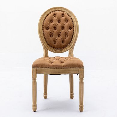 CEWOR French Solid Wood Dining Chair 2-Piece Set, PU leather with Nailhead Trim