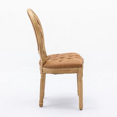 CEWOR French Solid Wood Dining Chair 2-Piece Set, PU leather with Nailhead Trim