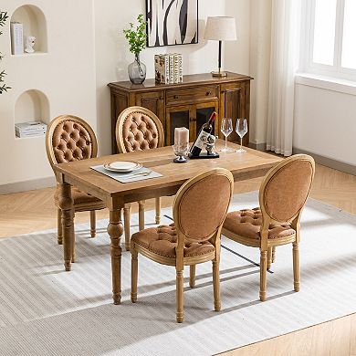 CEWOR French Solid Wood Dining Chair 2-Piece Set, PU leather with Nailhead Trim
