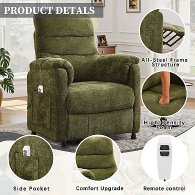 CEWOR Chenille Recliner Chair with Remote, Small Spaces