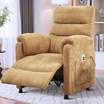 CEWOR Chenille Recliner Chair with Remote, Small Spaces