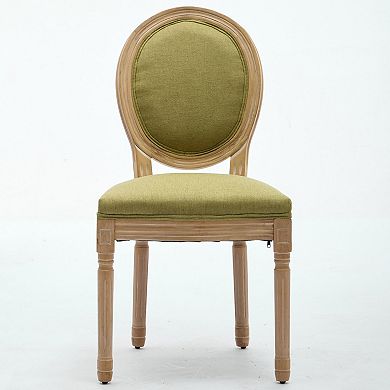 CEWOR French Solid Wood Dining Chair 2-Piece Set, Fabric, Sponge Cushion Backrest