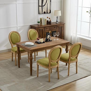 CEWOR French Solid Wood Dining Chair 2-Piece Set, Fabric, Sponge Cushion Backrest