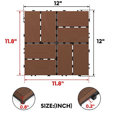 CEWOR 12"x12" Interlocking Deck Tiles, 20PCS/20 sq.ft Waterproof Patio Flooring, 8-Module Patterns