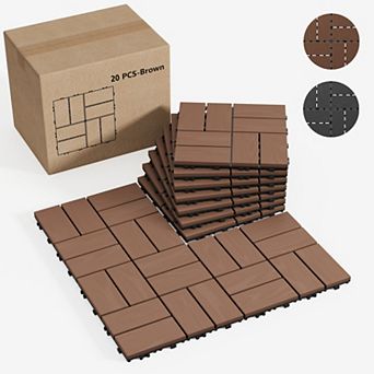 CEWOR 12"x12" Interlocking Deck Tiles, 20PCS/20 sq.ft Waterproof Patio Flooring, 8-Module Patterns