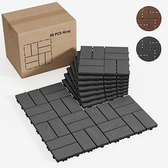 CEWOR 12"x12" Interlocking Deck Tiles, 20PCS/20 sq.ft Waterproof Patio Flooring, 8-Module Patterns